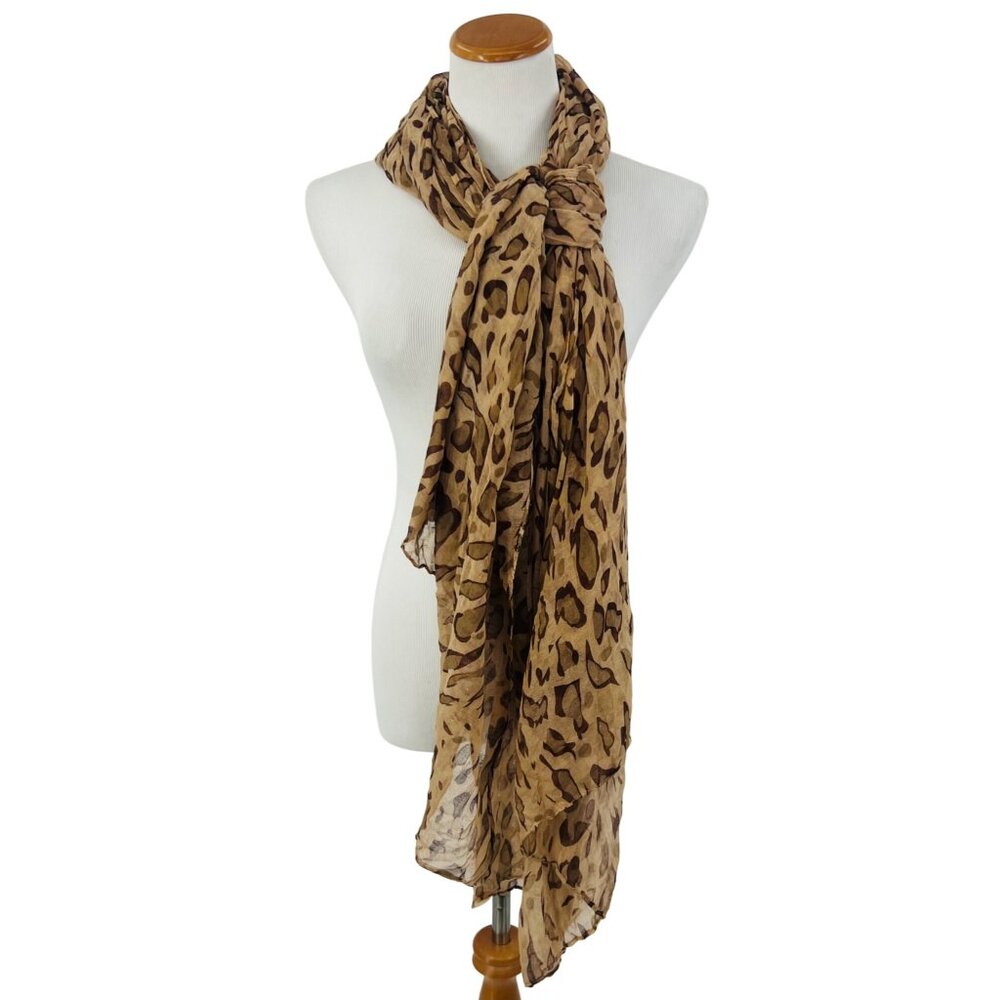 Leopard Print Lightweigt Long Scarf | Mob Wife Vintage Glam Indie Sleaze Siren - Picture 2 of 9